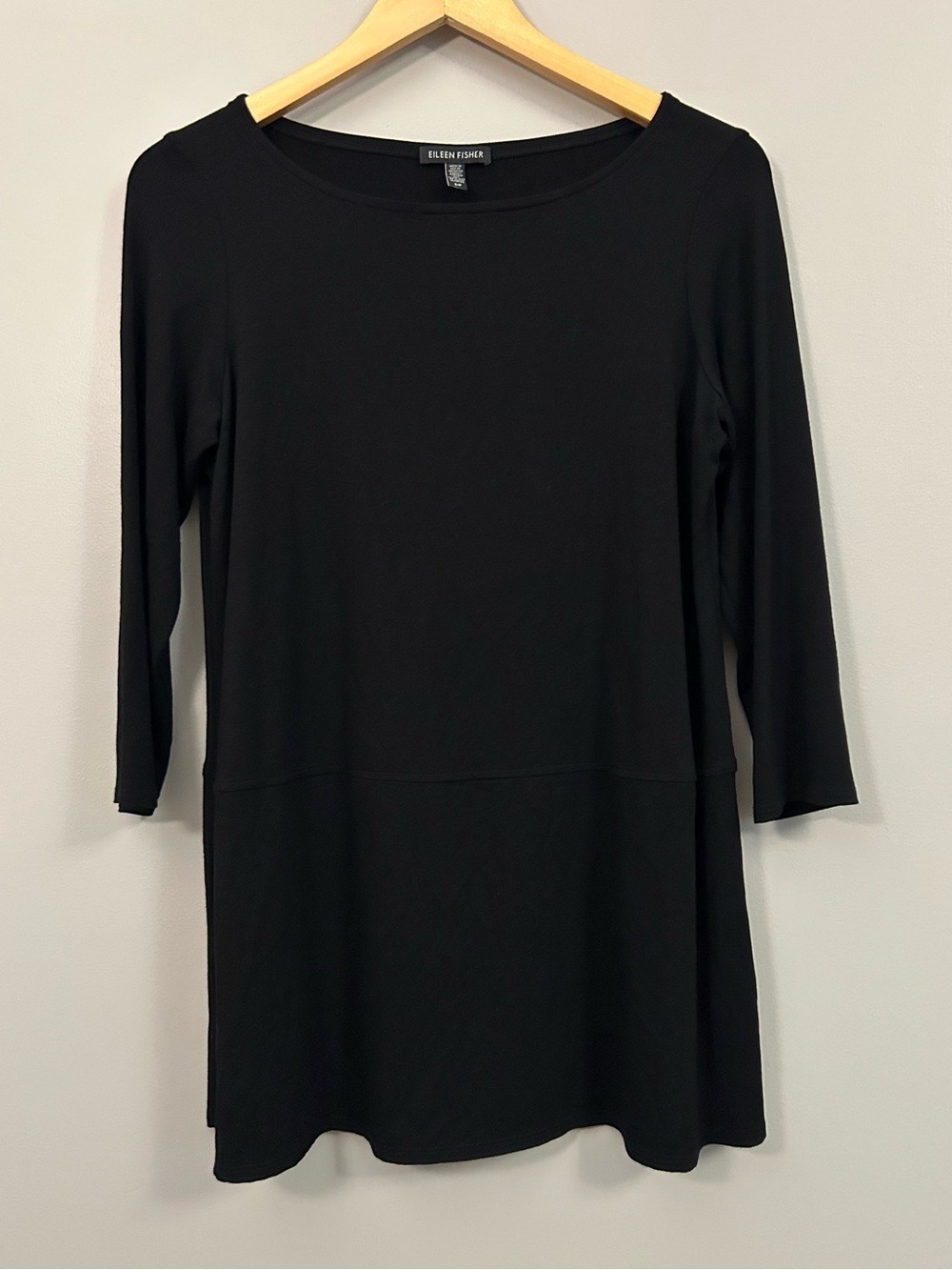Eileen Fisher Black Long-Sleeve Boatneck Tunic Small